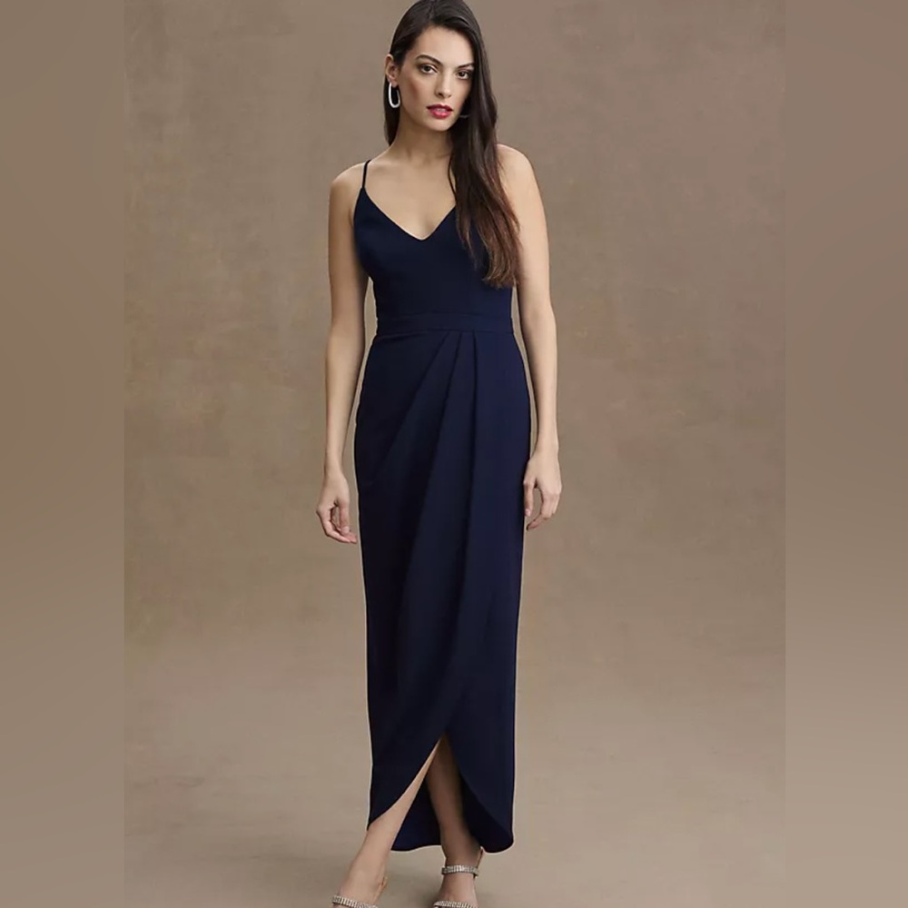 Anthropologie BHLDN Midnight Faux Wrap MIDI dress